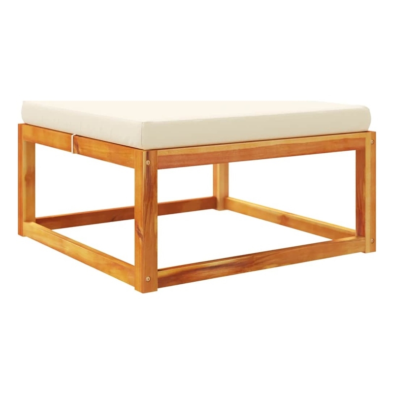 vidaXL Solid Acacia Wood Garden Footstool With Oil Finish in Cream/White
