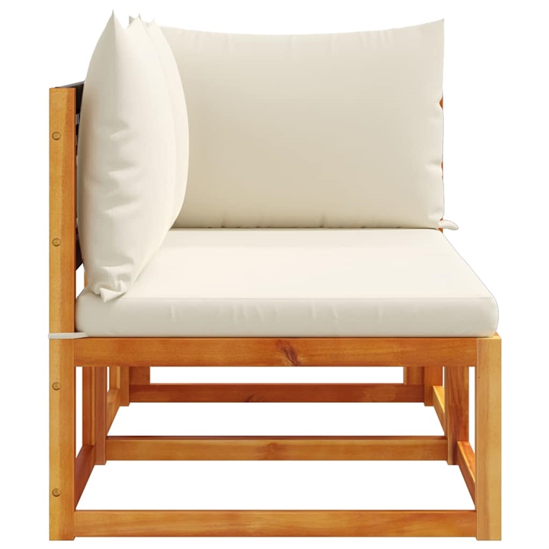 vidaXL 2-Seater Modular Solid Acacia Wood Garden Sofa in Beige