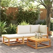 vidaXL 2-Seater Modular Solid Acacia Wood Garden Sofa in Beige