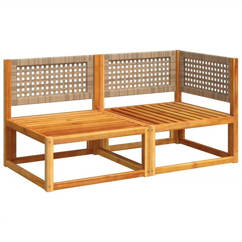 vidaXL 2-Seater Modular Solid Acacia Wood Garden Sofa in Beige