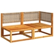 vidaXL 2-Seater Modular Solid Acacia Wood Garden Sofa in Beige
