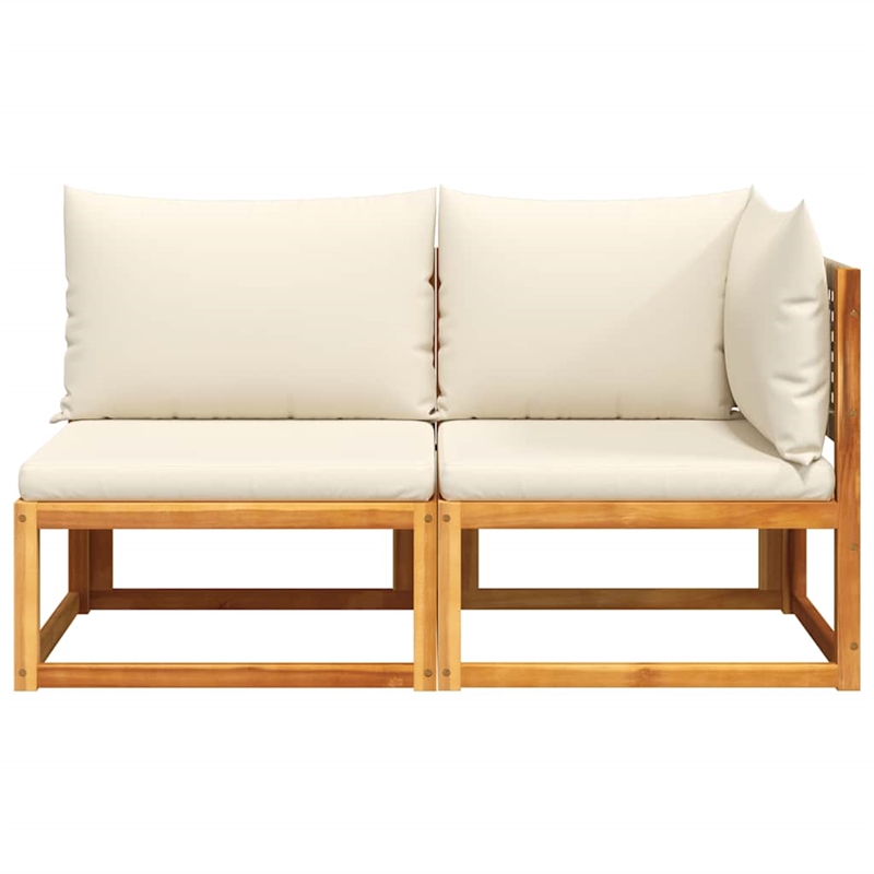 vidaXL 2-Seater Modular Solid Acacia Wood Garden Sofa in Beige