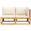 vidaXL 2-Seater Modular Solid Acacia Wood Garden Sofa in Beige
