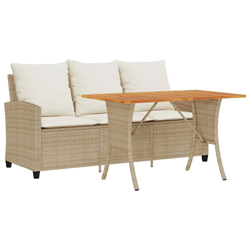vidaXL 3-Seater PE Rattan Garden Sofa With Removable Covers in Beige