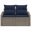 vidaXL Poly Rattan Garden Sofa With Cushion in Gray