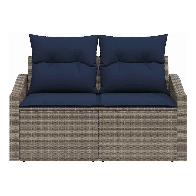 vidaXL Poly Rattan Garden Sofa With Cushion in Gray