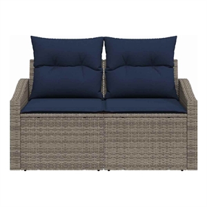 vidaXL Poly Rattan Garden Sofa With Cushion in Gray