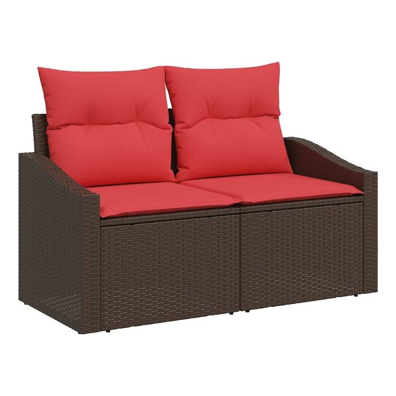 vidaXL Poly Rattan Garden Sofa With Cushion in Brown