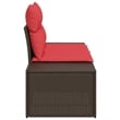 vidaXL Brown Poly Rattan Garden Sofa With Cushions in Red