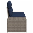 vidaXL Gray Poly Rattan Garden Sofa With Cushions in Navy Blue