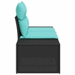 vidaXL Black Poly Rattan Garden Sofa With Cushions in Turquoise