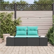 vidaXL Black Poly Rattan Garden Sofa With Cushions in Turquoise