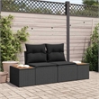 vidaXL Poly Rattan Garden Sofa With Cushion in Black
