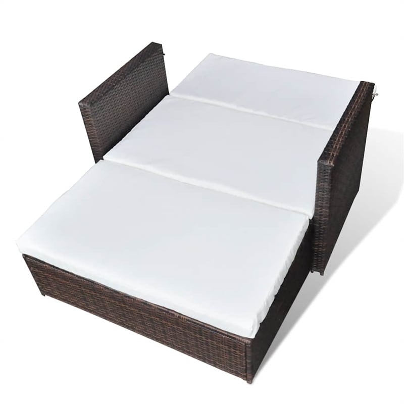 vidaXL 2-Seater Modular PE Rattan Outdoor Furniture Set in Brown