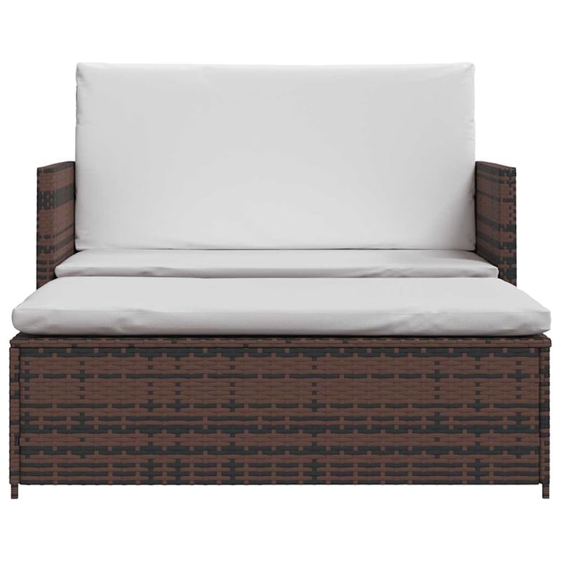 vidaXL 2-Seater Modular PE Rattan Outdoor Furniture Set in Brown