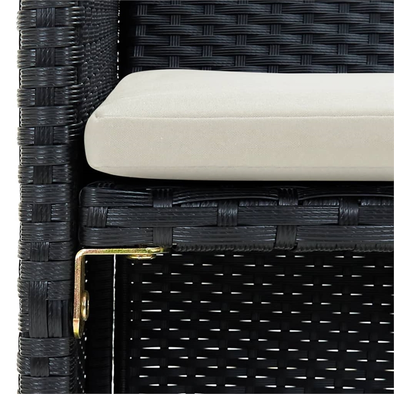 vidaXL 2-Seater Poly Rattan And Powder-Coated Steel And Polyester Sofa in Black