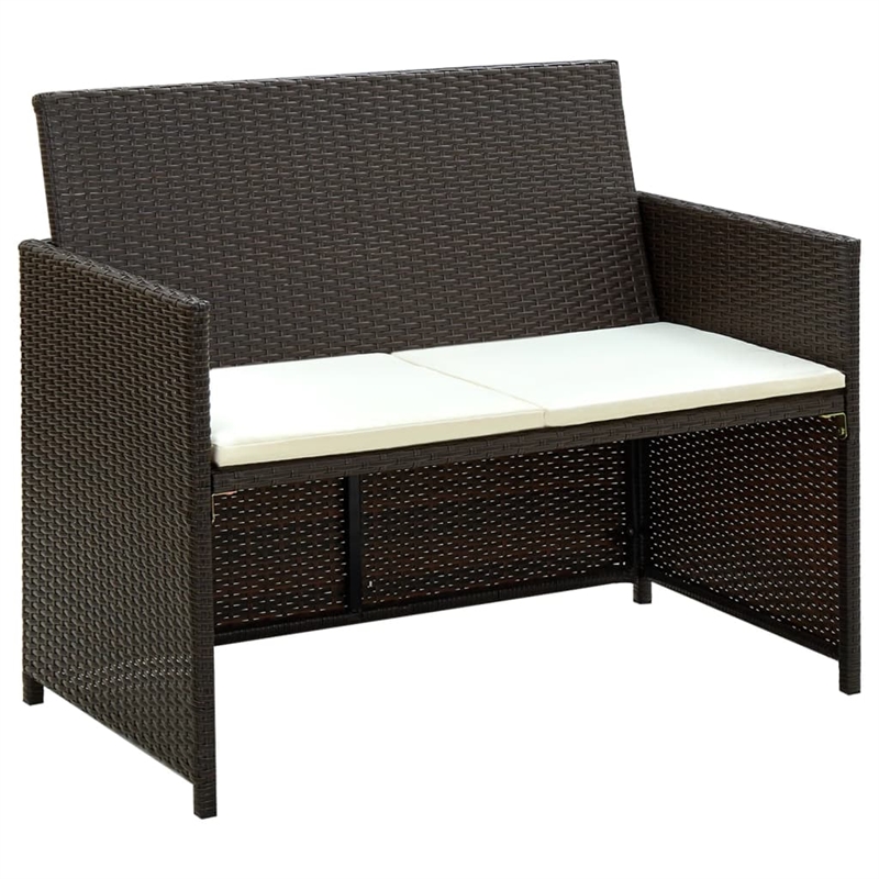 vidaXL 2-Seater PE Rattan Lightweight Sofa in Brown
