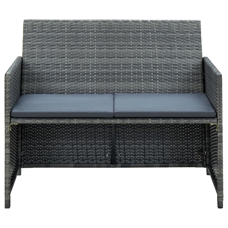 vidaXL 2-Seater PE Rattan Lightweight Sofa in Grey