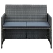 vidaXL 2-Seater PE Rattan Lightweight Sofa in Grey