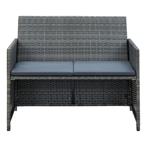 vidaXL 2-Seater PE Rattan Lightweight Sofa in Grey