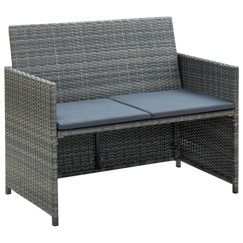 vidaXL 2-Seater PE Rattan Lightweight Sofa in Grey
