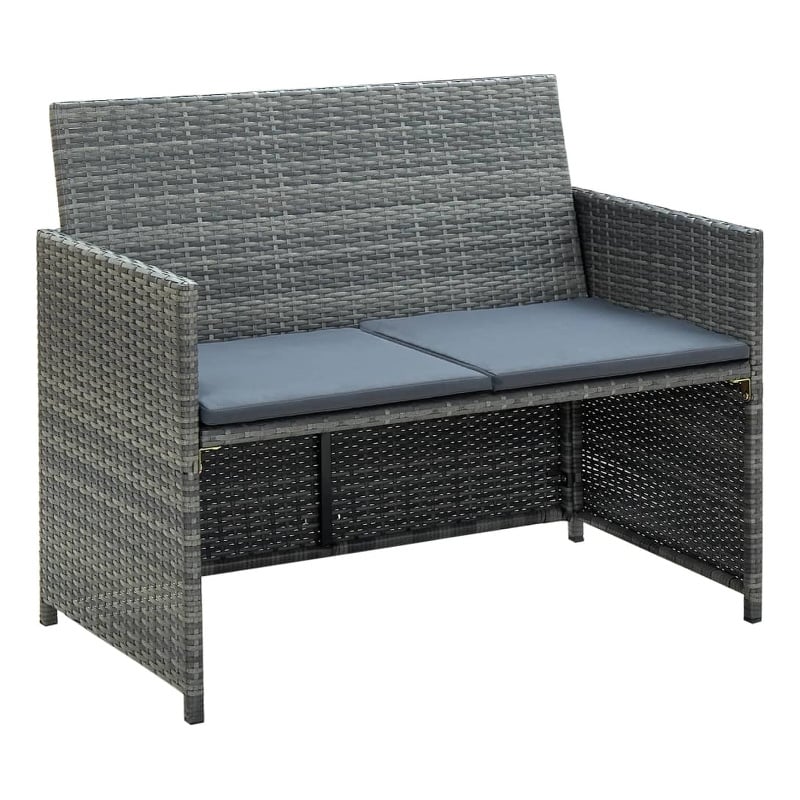 vidaXL 2-Seater PE Rattan Lightweight Sofa in Grey