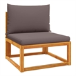 vidaXL Acacia Wood And Rope Garden Armless Sofa With Cushions in Gray