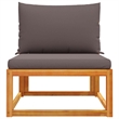 vidaXL Acacia Wood And Rope Garden Armless Sofa With Cushions in Gray