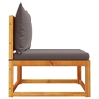 vidaXL Acacia Wood And Rope Garden Armless Sofa With Cushions in Gray
