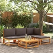 vidaXL Acacia Wood And Rope Garden Armless Sofa With Cushions in Gray
