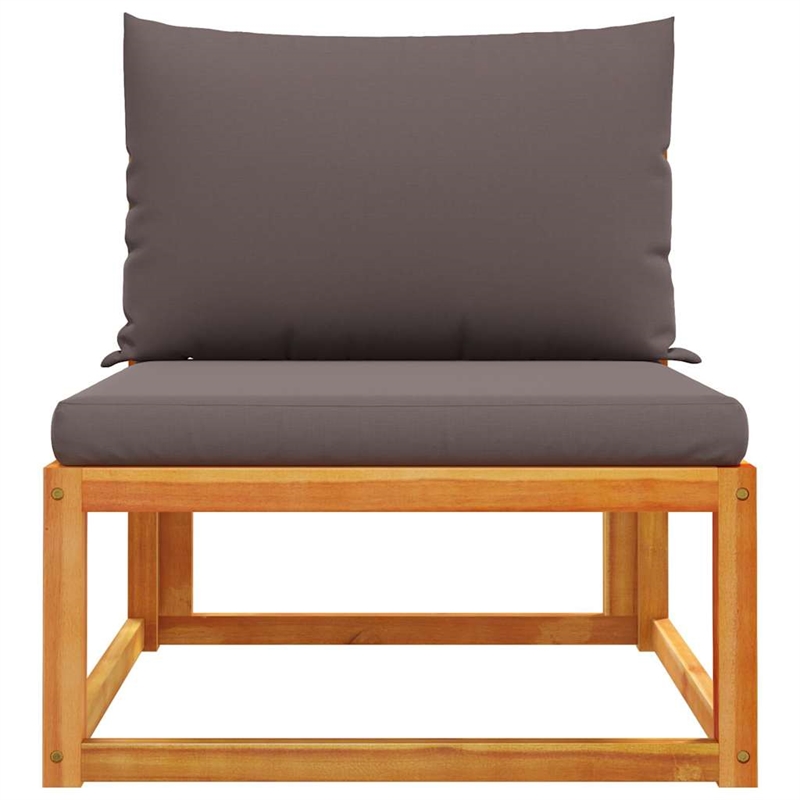 vidaXL Acacia Wood And Rope Garden Armless Sofa With Cushions in Gray