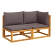 vidaXL 2-Seater Acacia Wood And Rope Garden Sofa With Cushions in Gray