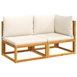 vidaXL 2-Seater Acacia Wood And Rope Garden Sofa With Cushions in Cream