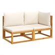 vidaXL 2-Seater Acacia Wood And Rope Garden Sofa With Cushions in Cream