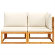 vidaXL 2-Seater Acacia Wood And Rope Garden Sofa With Cushions in Cream