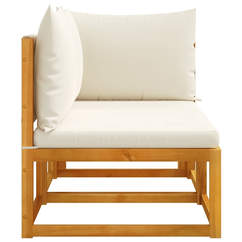 vidaXL 2-Seater Acacia Wood And Rope Garden Sofa With Cushions in Cream