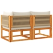 vidaXL 2-Seater Acacia Wood And Rope Garden Sofa With Cushions in Cream