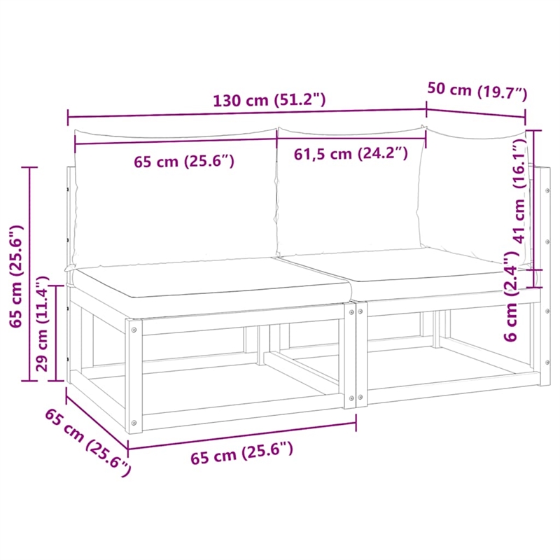 vidaXL 2-Seater Acacia Wood And Rope Garden Sofa With Cushions in Cream