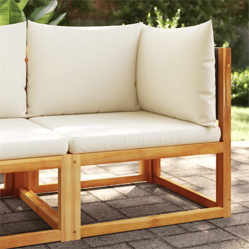 vidaXL Medium Modular Solid Acacia Wood Garden Sofa in Black