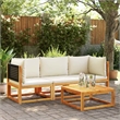 vidaXL Medium Modular Solid Acacia Wood Garden Sofa in Black