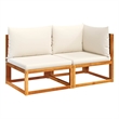 vidaXL Medium Modular Solid Acacia Wood Garden Sofa in Black