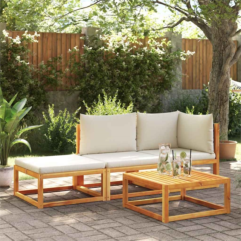 vidaXL Medium Modular Solid Acacia Wood Garden Sofa in Black