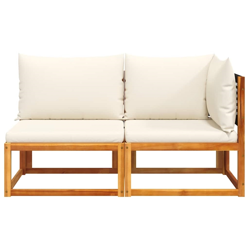 vidaXL Medium Modular Solid Acacia Wood Garden Sofa in Black