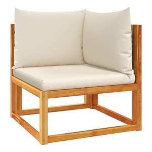 vidaXL Solid Acacia Wood & PE Rattan & Polyester Garden Sofa in Beige & Cream