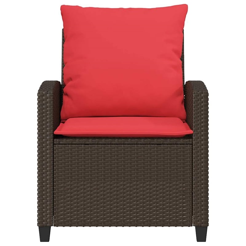 vidaXL 4 Pcs Patio Sofa Set With Cushions in Red and Brown Poly Rattan
