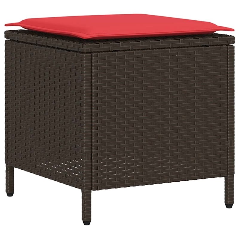 vidaXL 4 Pcs Patio Sofa Set With Cushions in Red and Brown Poly Rattan