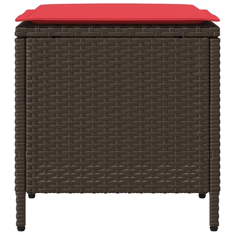 vidaXL 4 Pcs Patio Sofa Set With Cushions in Red and Brown Poly Rattan