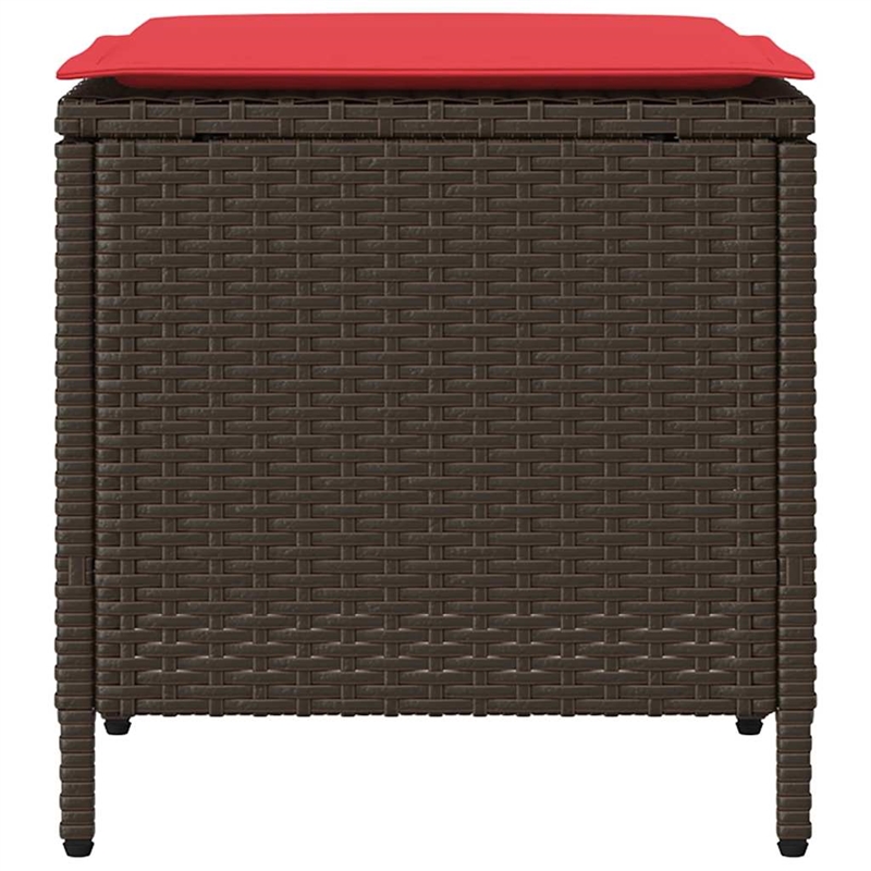 vidaXL 4 Pcs Patio Sofa Set With Cushions in Red and Brown Poly Rattan