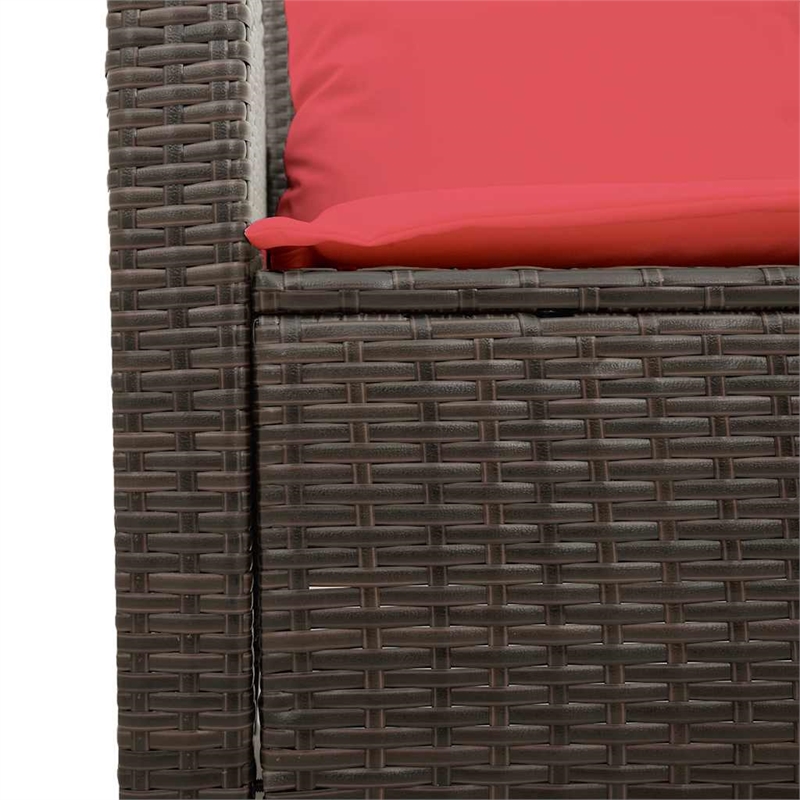 vidaXL 4 Pcs Patio Sofa Set With Cushions in Red and Brown Poly Rattan