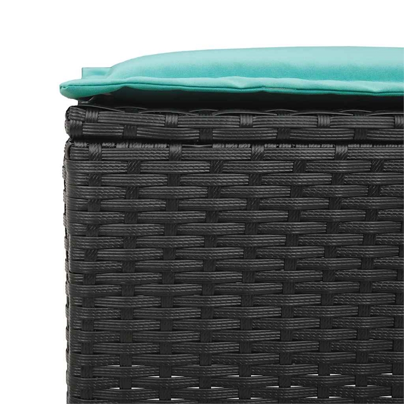 vidaXL 4 Pcs Patio Sofa Set With Cushions in Turquoise And Black Poly Rattan